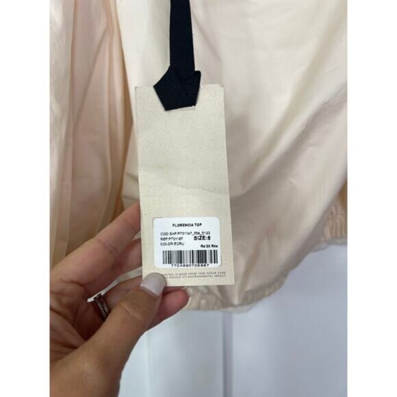 NWT Johanna Ortiz Elastic Waist Florencia One-Shoulder Top Ecru Cream Size: 8 - Picture 5 of 8